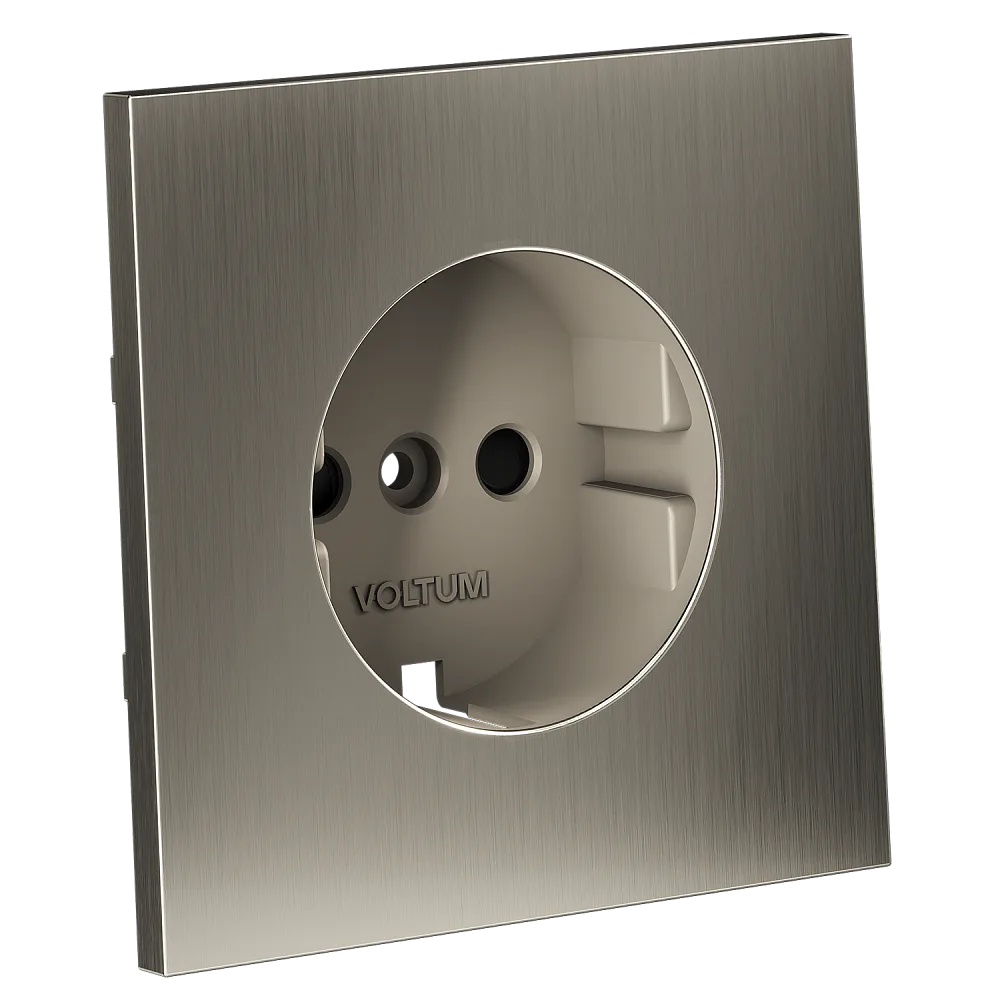 Накладка для розетки с заземлением и защитными шторками, S70 Metal (никель)