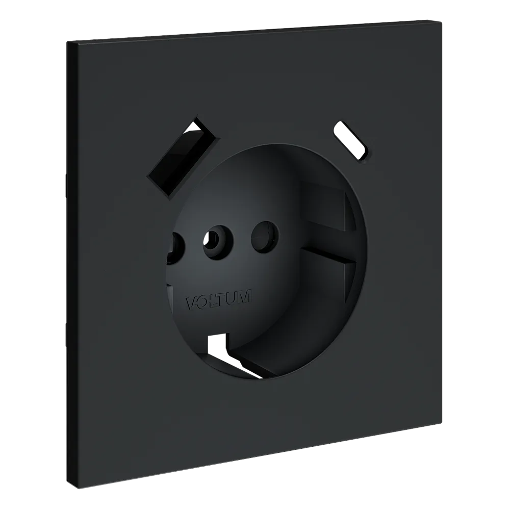 Накладка для розетки с заземлением и защитными шторками, с USB A+C, S70 (графит)