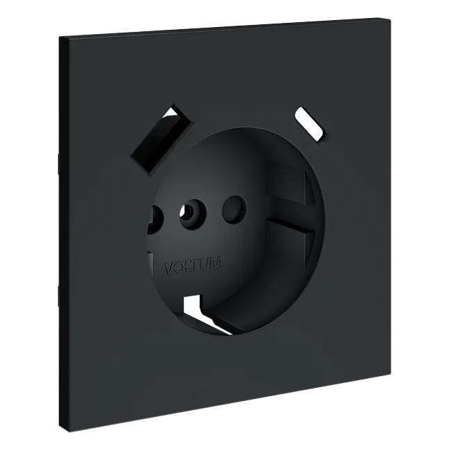 Накладка для розетки с заземлением и защитными шторками, с USB A+C, S70 (графит)