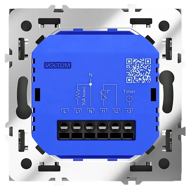 Терморегулятор электронный VOLTUM S70 с индикацией и датчиком, для теплого пола, (графит)