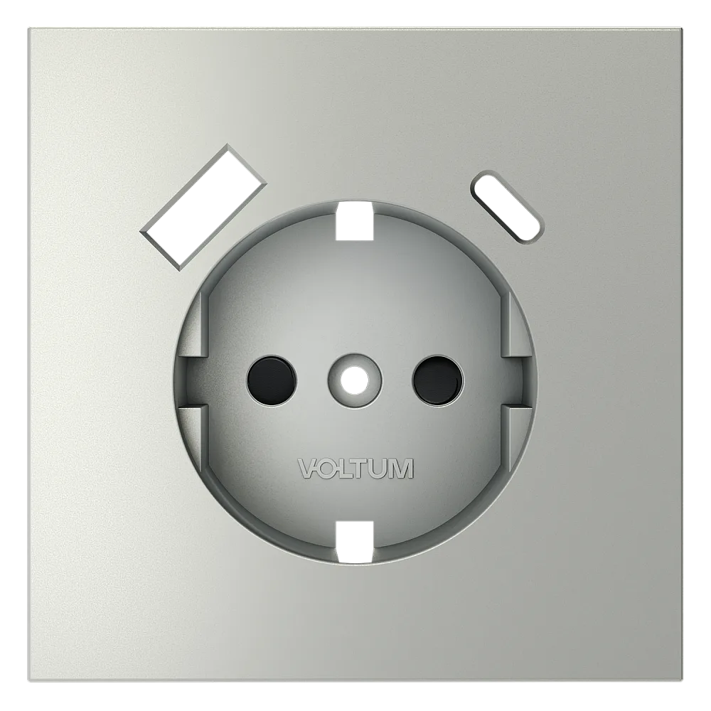 Накладка для розетки с заземлением и защитными шторками, с USB A+C, S70 (сталь)