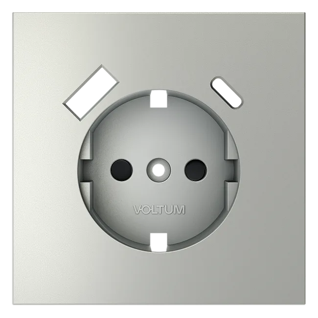 Накладка для розетки с заземлением и защитными шторками, с USB A+C, S70 (сталь)