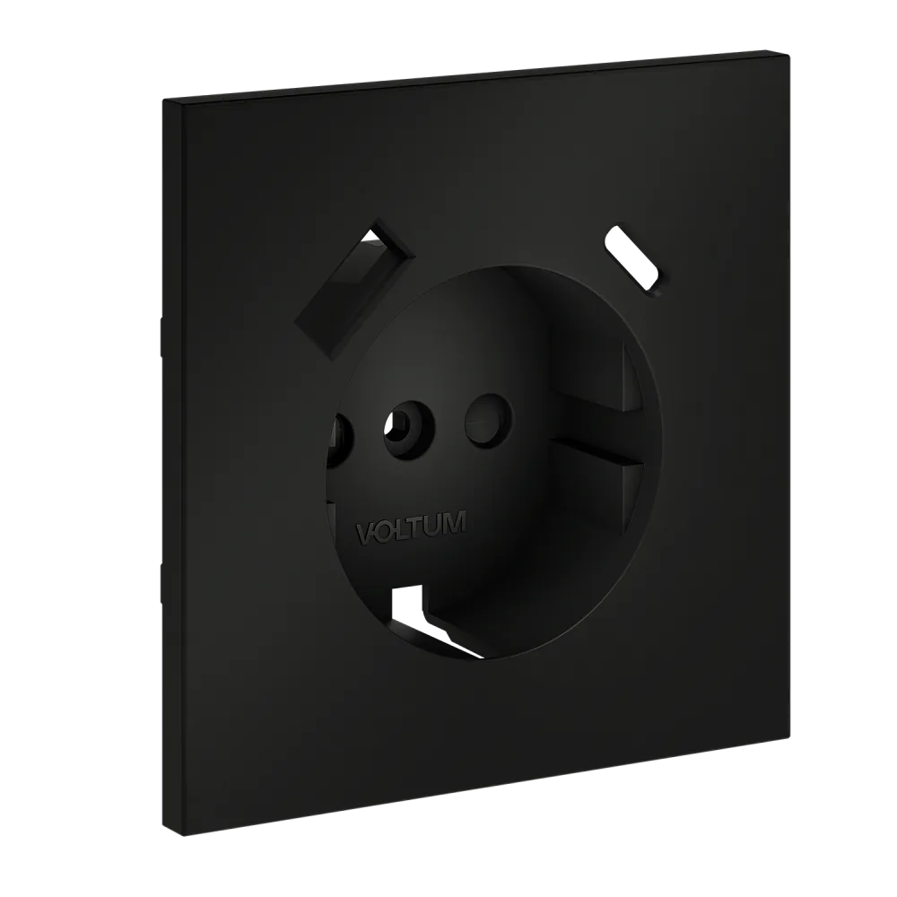 Накладка для розетки с заземлением и защитными шторками, с USB A+C, S70 (черный матовый)