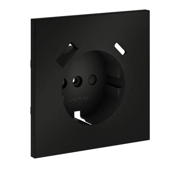 Накладка для розетки с заземлением и защитными шторками, с USB A+C, S70 (черный матовый)