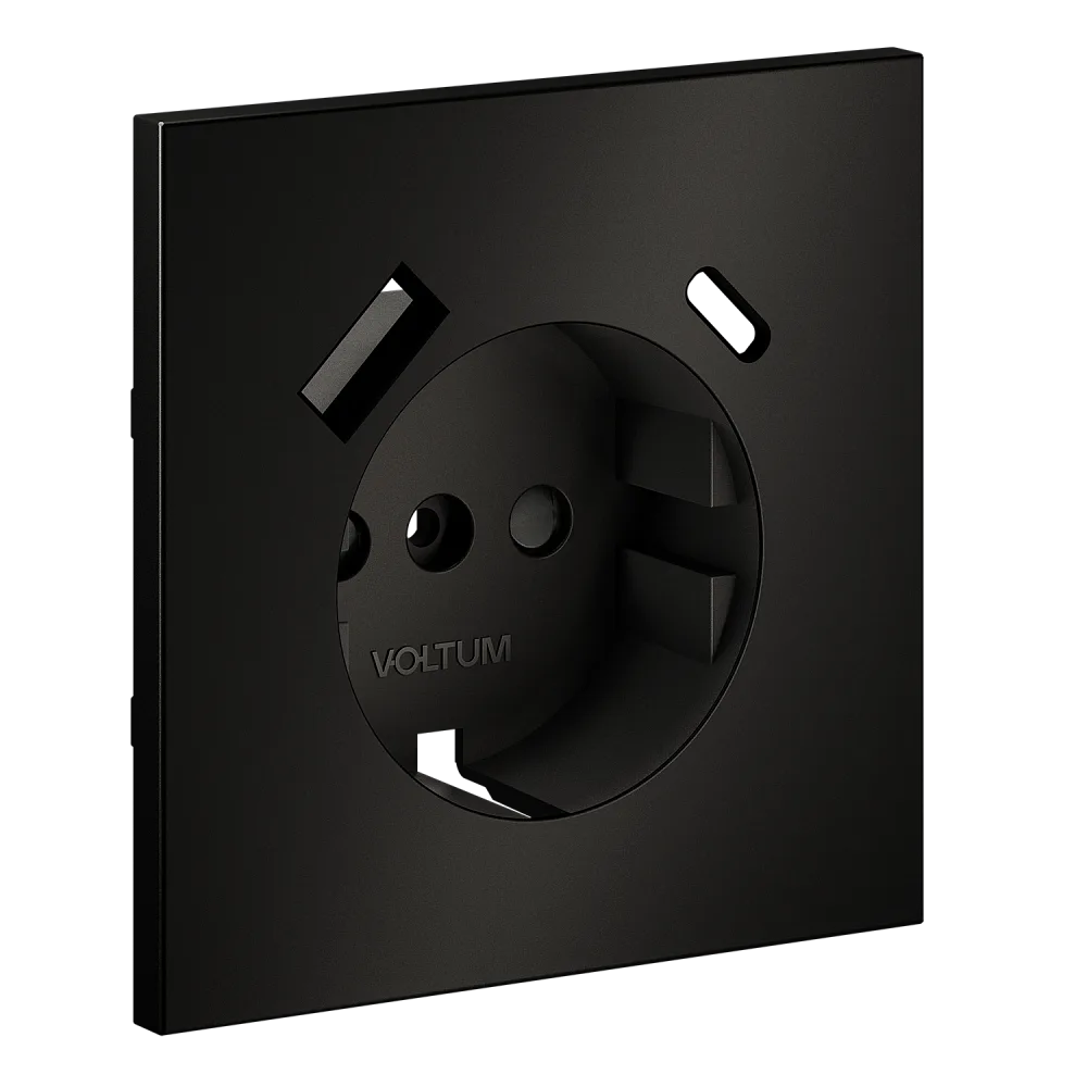Накладка для розетки с заземлением и защитными шторками, с USB A+C, S70 Metal (антрацит)