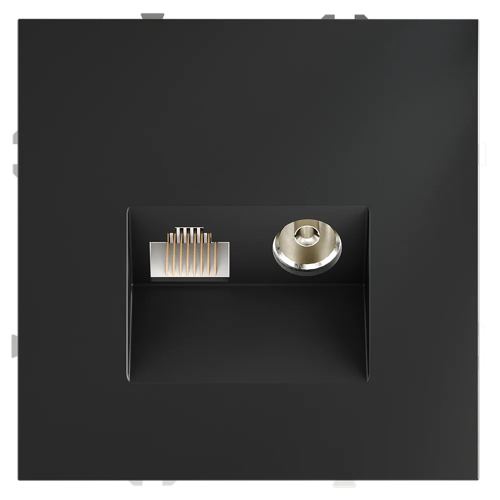 Розетка телевизионная встраиваемая VOLTUM S70 TV+RJ45 кат. 6, (графит)