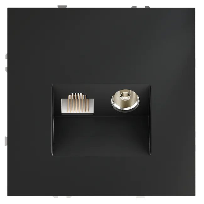 Розетка телевизионная встраиваемая VOLTUM S70 TV+RJ45 кат. 6, (графит)