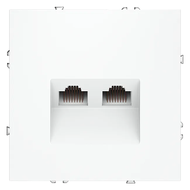 Розетка компьютерная встраиваемая VOLTUM S70 двойная RJ45+RJ45 кат.6, (белый матовый)