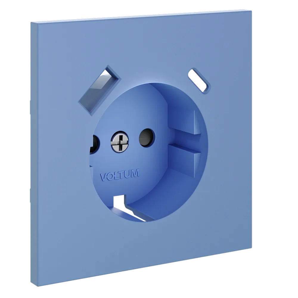 Накладка для розетки с заземлением и защитными шторками, с USB A+C, S70 (деним)