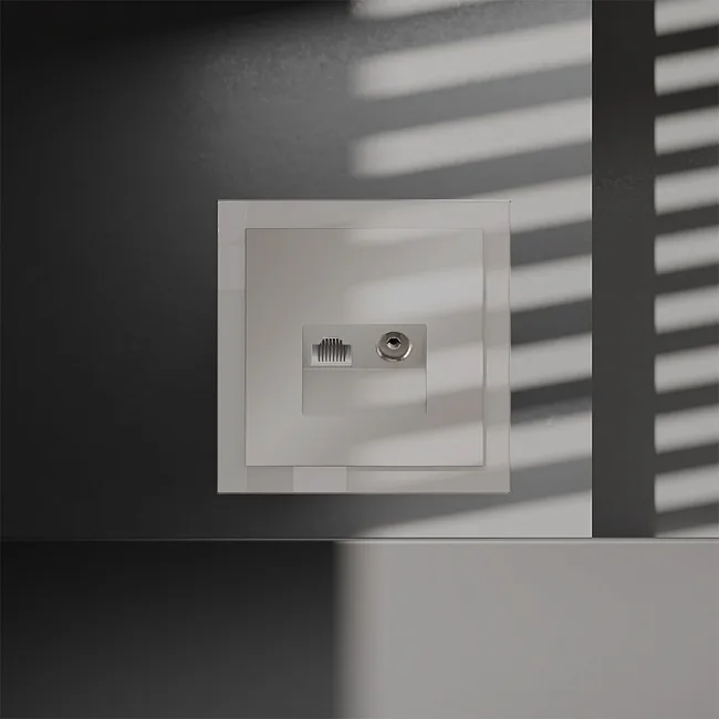 Розетка телевизионная встраиваемая VOLTUM S70 TV+RJ45 кат. 6, (кашемир)