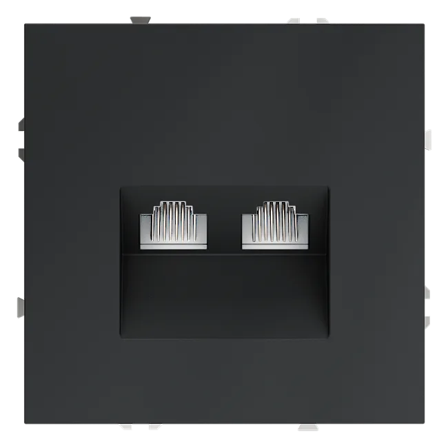 Розетка компьютерная встраиваемая VOLTUM S70 двойная RJ45+RJ45 кат.6, (графит)