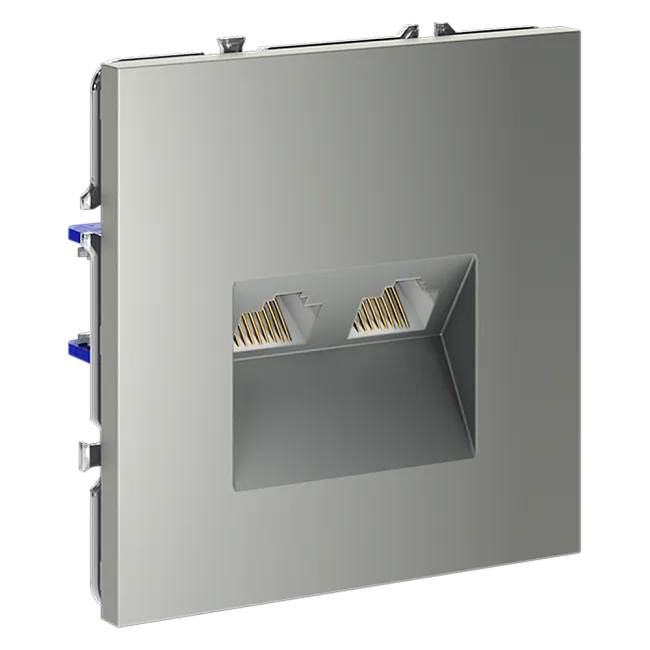 Розетка компьютерная встраиваемая VOLTUM S70 двойная RJ45+RJ45 кат.6, (сталь)