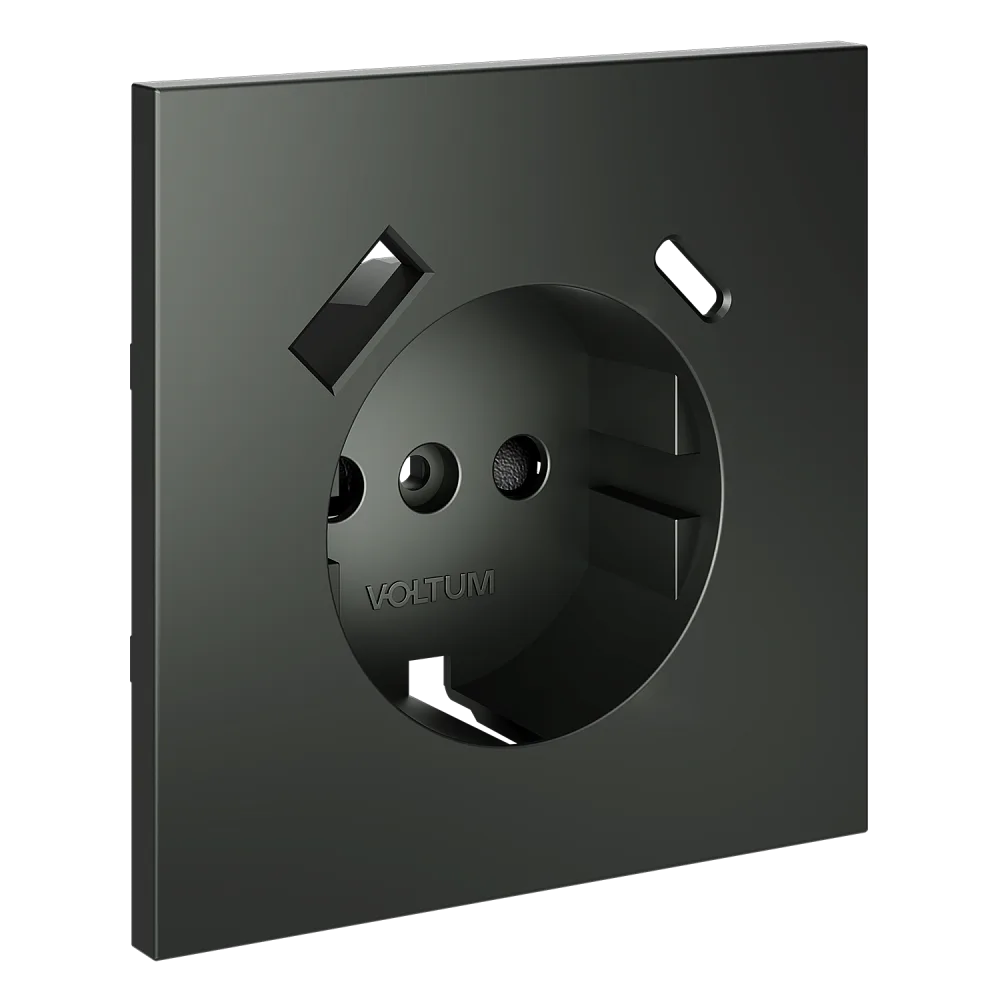 Накладка для розетки с заземлением и защитными шторками, с USB A+C, S70 (титан)