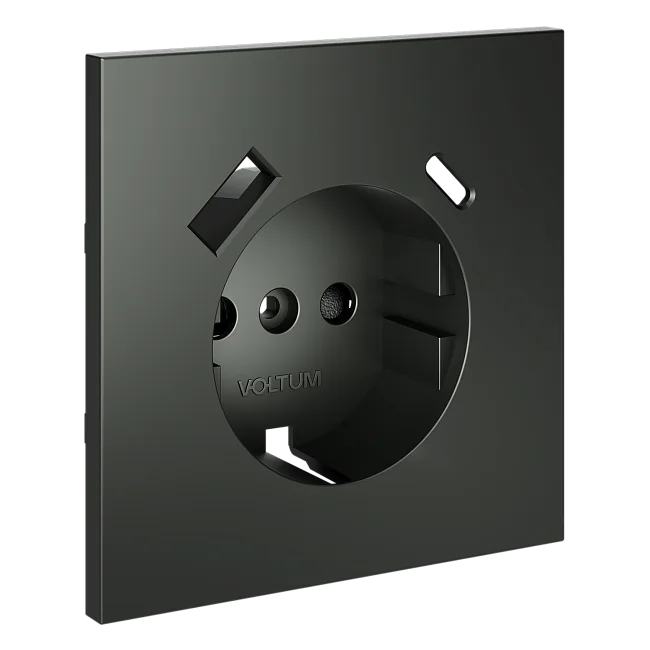 Накладка для розетки с заземлением и защитными шторками, с USB A+C, S70 (титан)