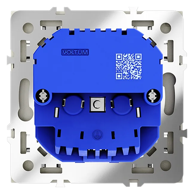 Розетка встраиваемая VOLTUM S70 с заземлением и защитными шторками, 16А, с USB, A+A, (сталь)