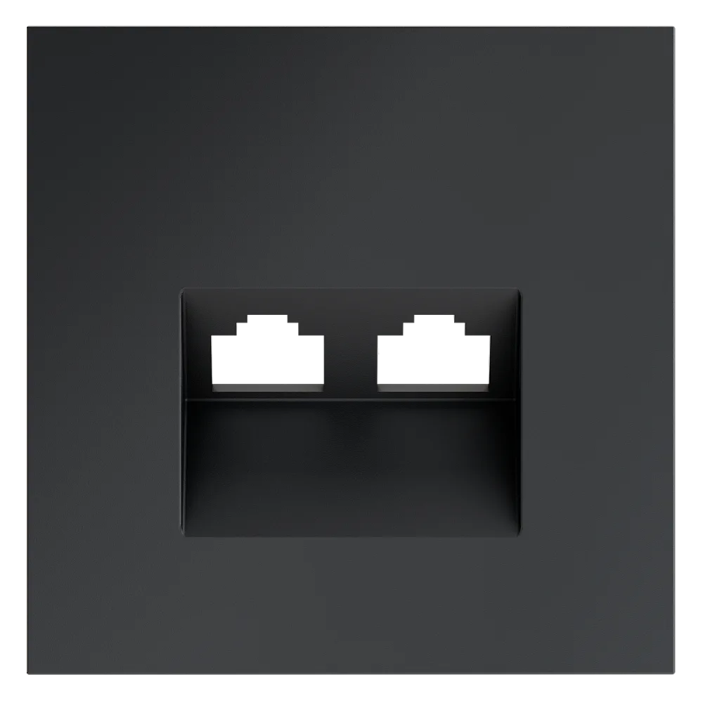 Накладка для розетки компьютерной двойной RJ45+RJ45 кат.6, S70 (графит)