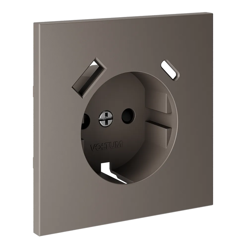Накладка для розетки с заземлением и защитными шторками, с USB A+C, S70 (капучино)