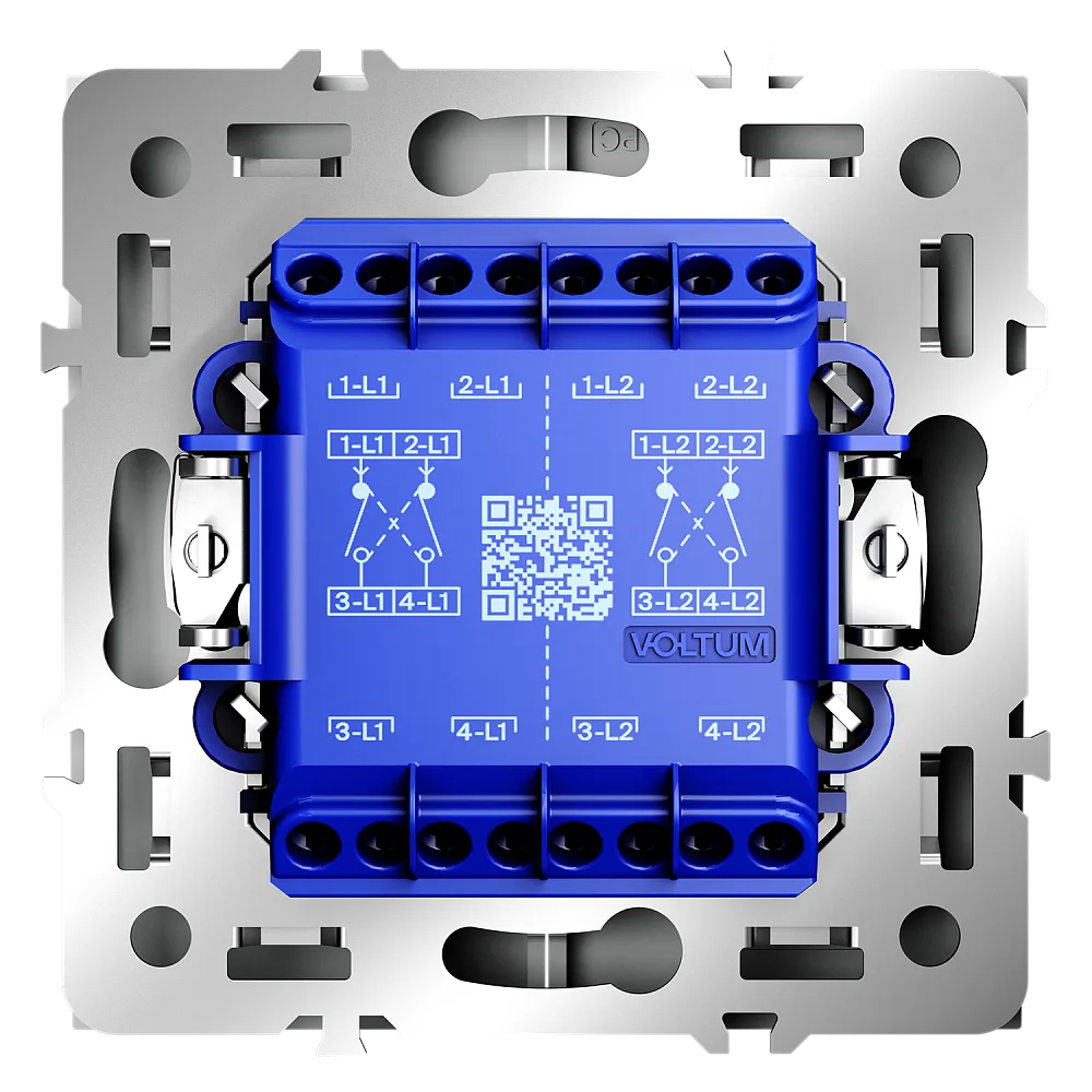 Перекрестный переключатель встраиваемый VOLTUM S70 двухклавишный 10А, (белый матовый)