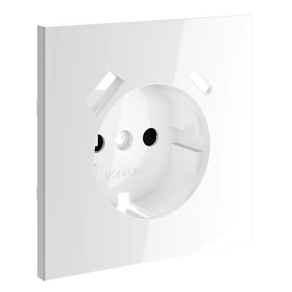 Накладка для розетки с заземлением и защитными шторками, с USB A+C, S70 (белый глянцевый)