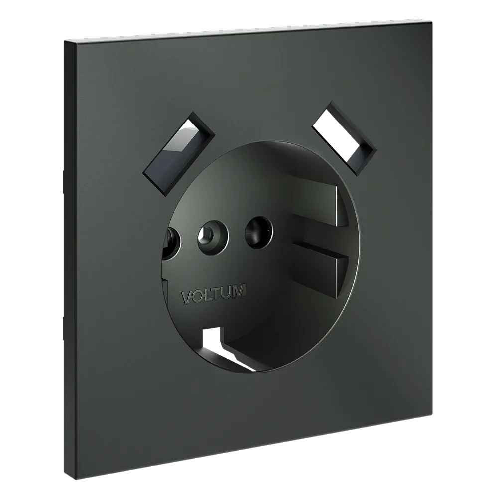 Накладка для розетки с заземлением и защитными шторками, с USB A+A, S70 (титан)