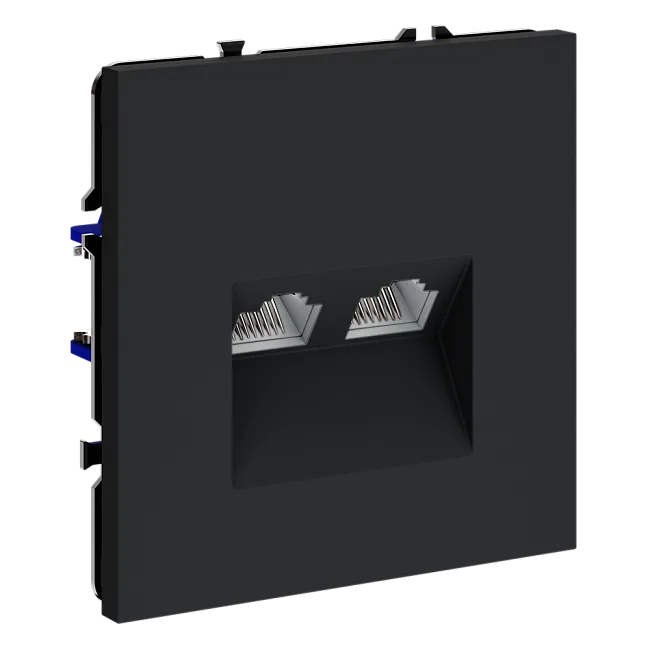 Розетка компьютерная встраиваемая VOLTUM S70 двойная RJ45+RJ45 кат.6, (графит)