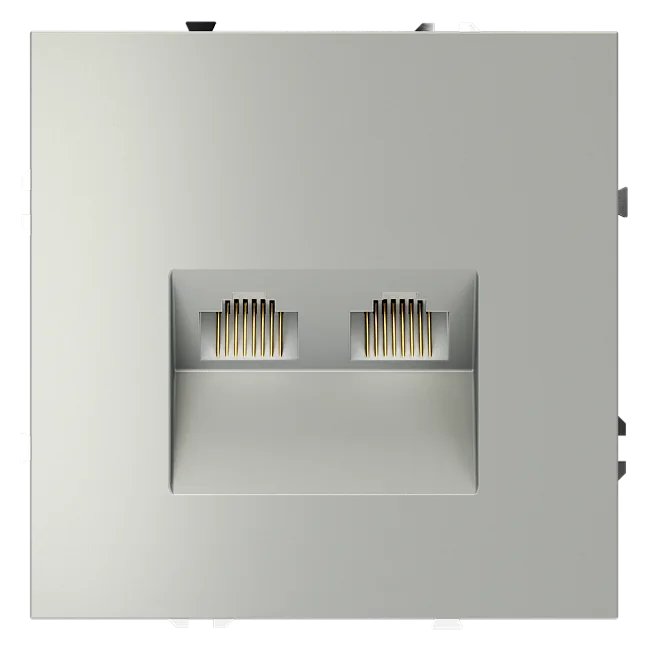Розетка компьютерная встраиваемая VOLTUM S70 двойная RJ45+RJ45 кат.6, (сталь)