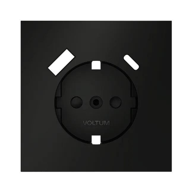 Накладка для розетки с заземлением и защитными шторками, с USB A+C, S70 (черный матовый)
