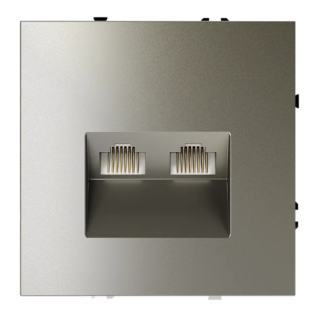 Розетка компьютерная встраиваемая VOLTUM S70 двойная RJ45+RJ45 кат.6, (шелк)