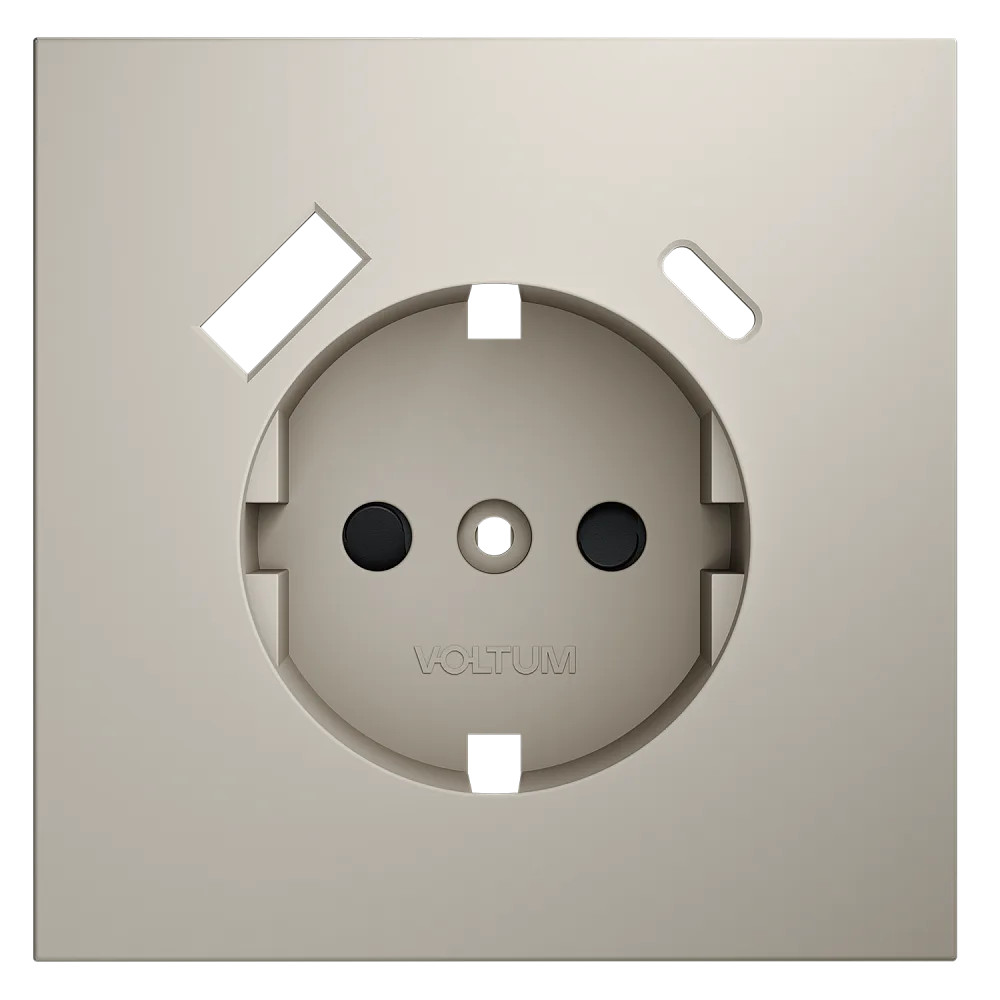 Накладка для розетки с заземлением и защитными шторками, с USB A+C, S70 (кашемир)
