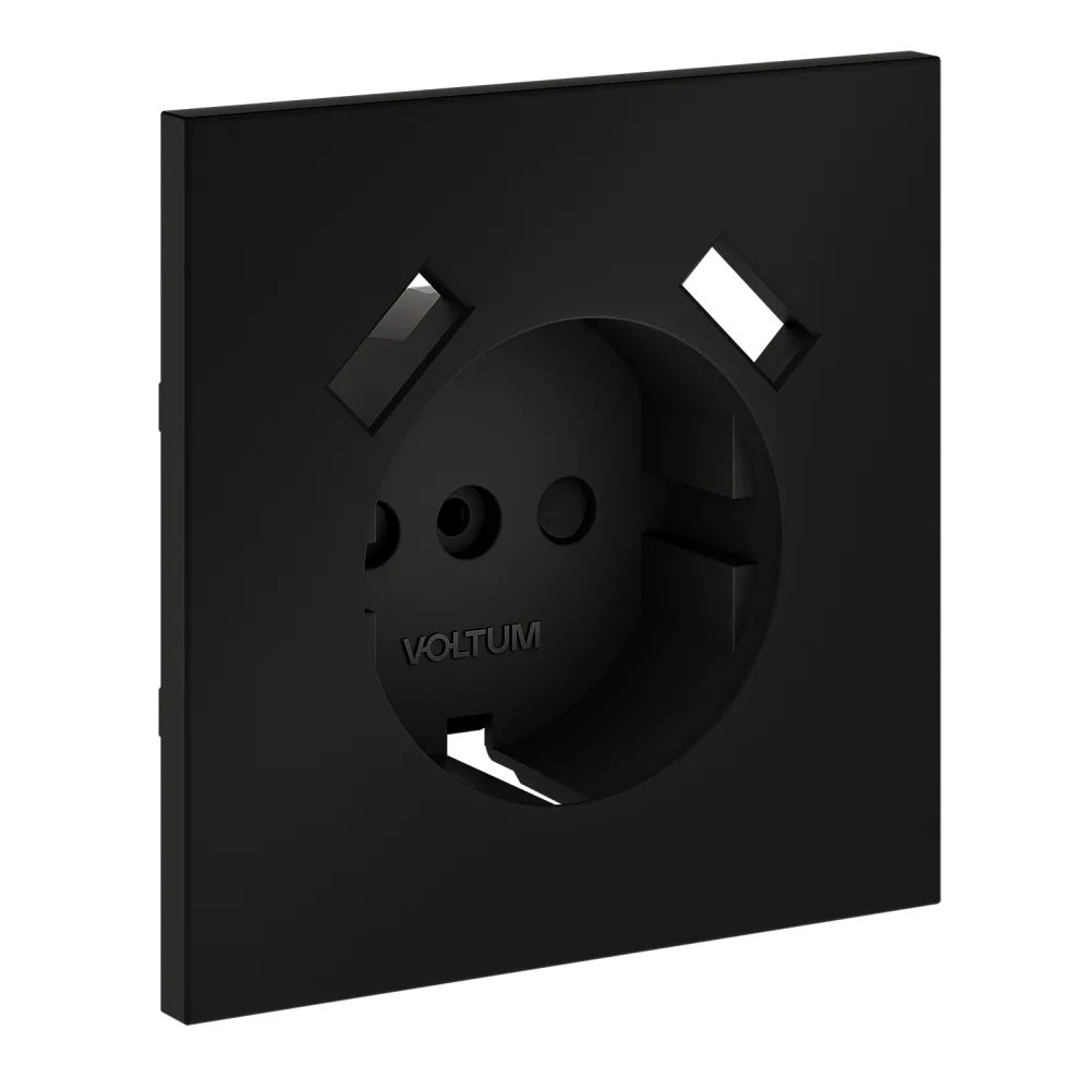 Накладка для розетки с заземлением и защитными шторками, с USB A+A, S70 (черный матовый)