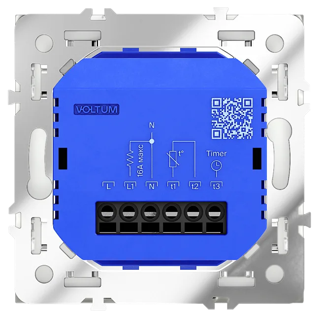 Терморегулятор электронный VOLTUM S70 с индикацией и датчиком, для теплого пола, (белый матовый)
