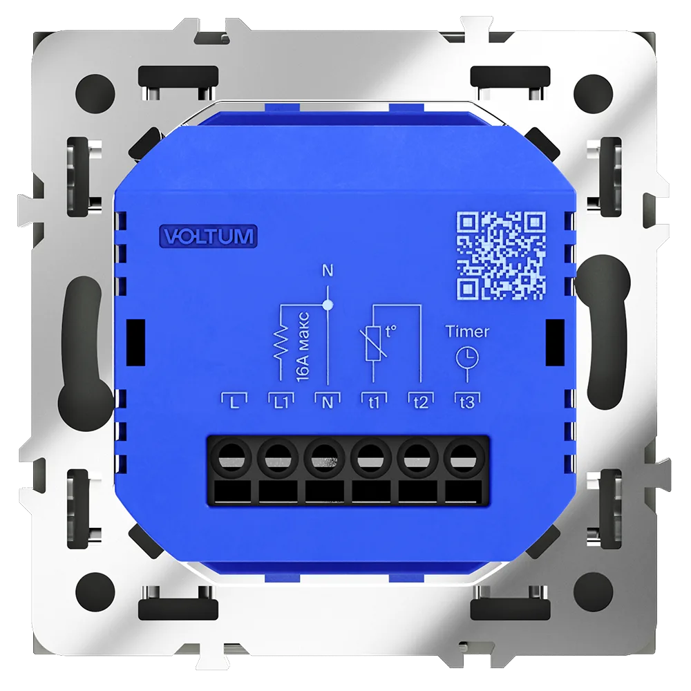 Терморегулятор электронный VOLTUM S70 с индикацией и датчиком, для теплого пола, (титан)