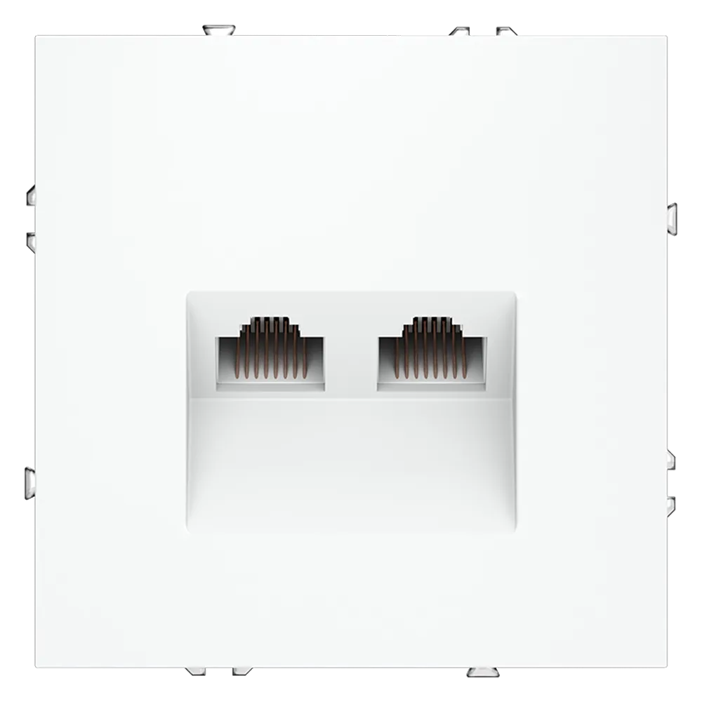 Розетка компьютерная встраиваемая VOLTUM S70 двойная RJ45+RJ45 кат.6, (белый матовый)