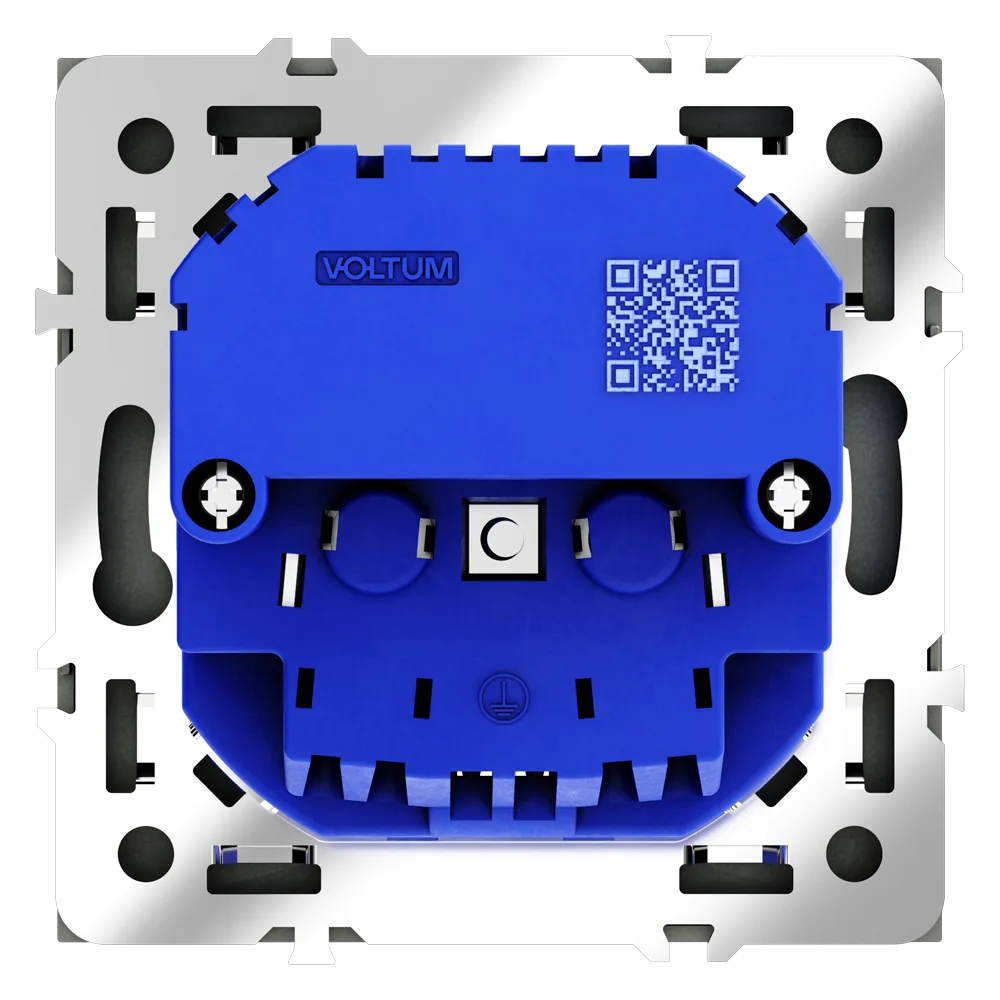 Розетка встраиваемая VOLTUM S70 с заземлением и защитными шторками, 16А, с USB, A+A, (черный матовый