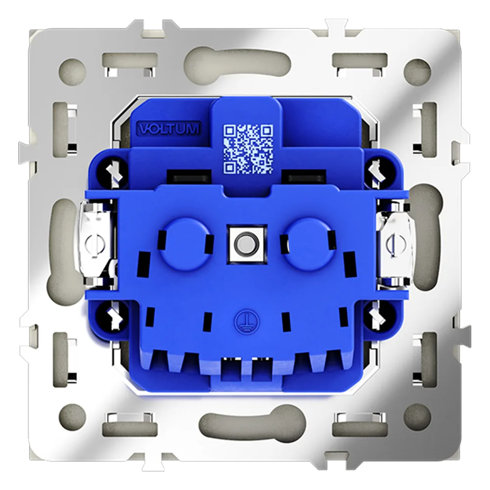 Розетка встраиваемая VOLTUM S70 с заземлением 16А, (сталь)