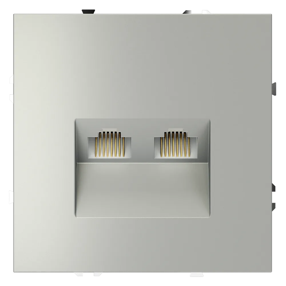 Розетка компьютерная встраиваемая VOLTUM S70 двойная RJ45+RJ45 кат.6, (сталь)