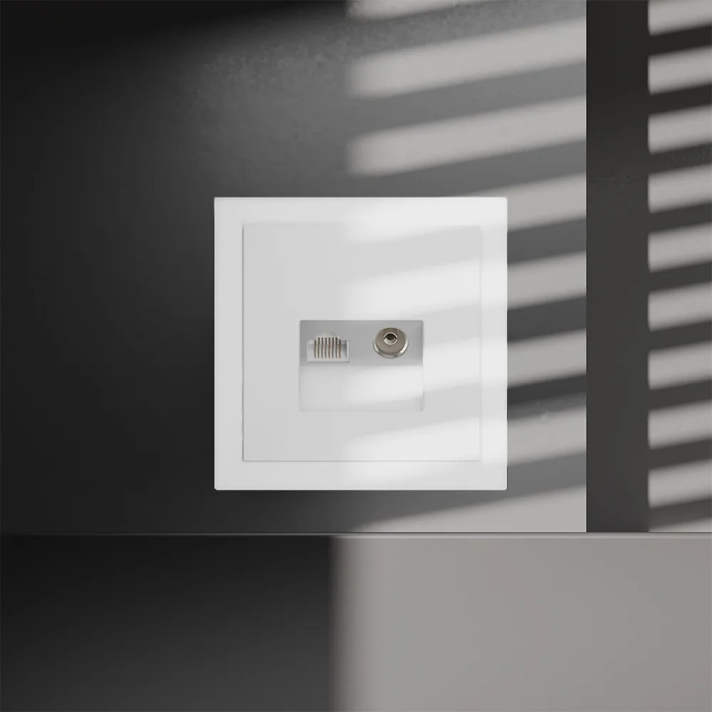 Розетка телевизионная встраиваемая VOLTUM S70 TV+RJ45 кат. 6, (белый матовый)