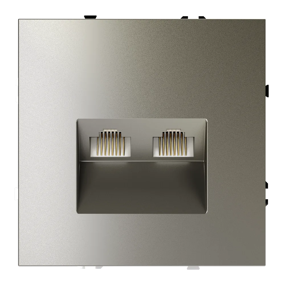 Розетка компьютерная встраиваемая VOLTUM S70 двойная RJ45+RJ45 кат.6, (шелк)
