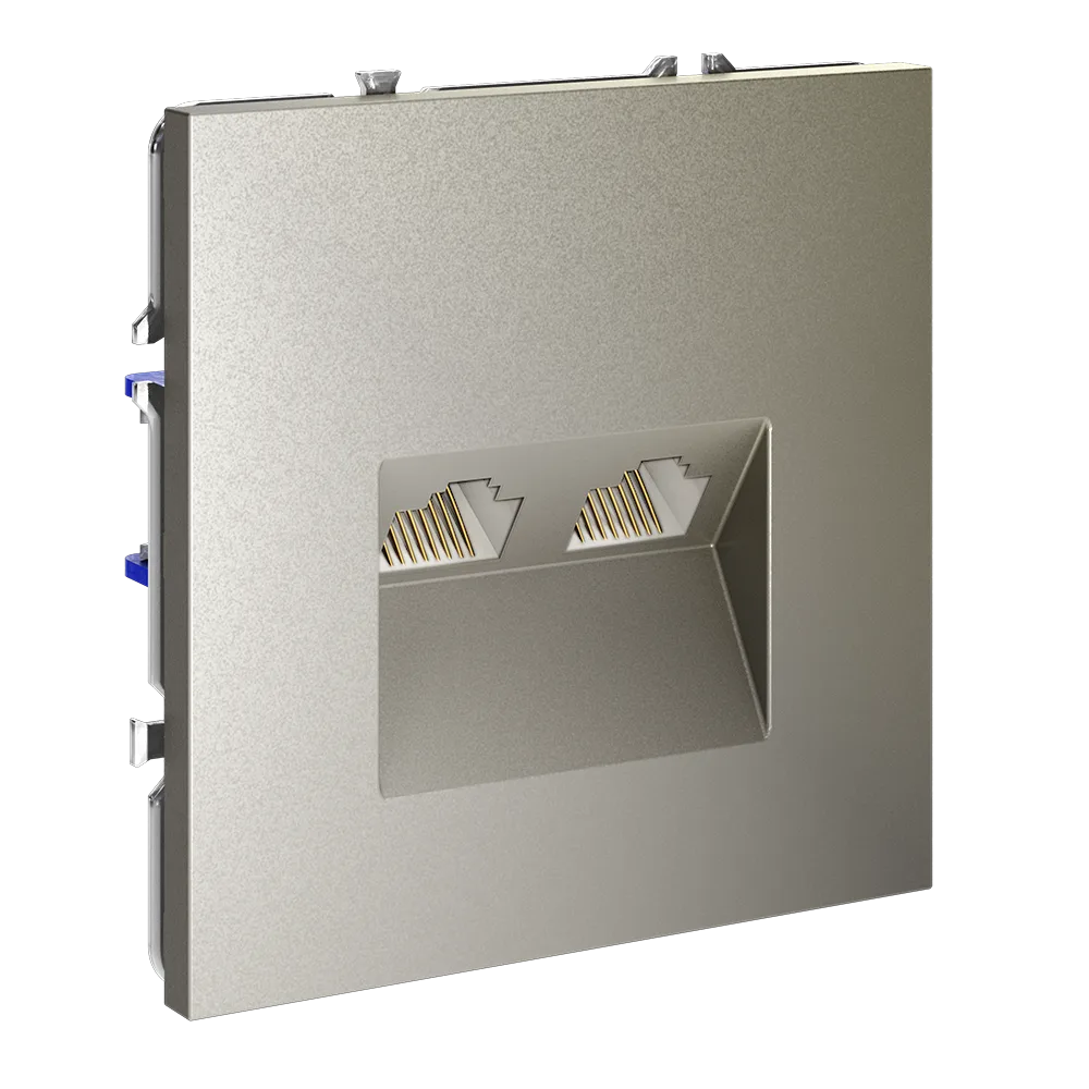 Розетка компьютерная встраиваемая VOLTUM S70 двойная RJ45+RJ45 кат.6, (шелк)